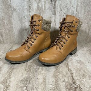 MIA Women's Melborne Ankle Boot Brown with Coordinating Sweater Trim Size 7